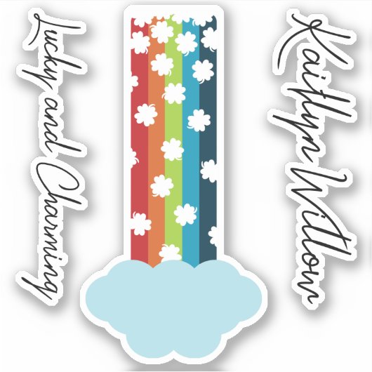 Lucky Rainbow met naam Sticker Blad (Voorkant)