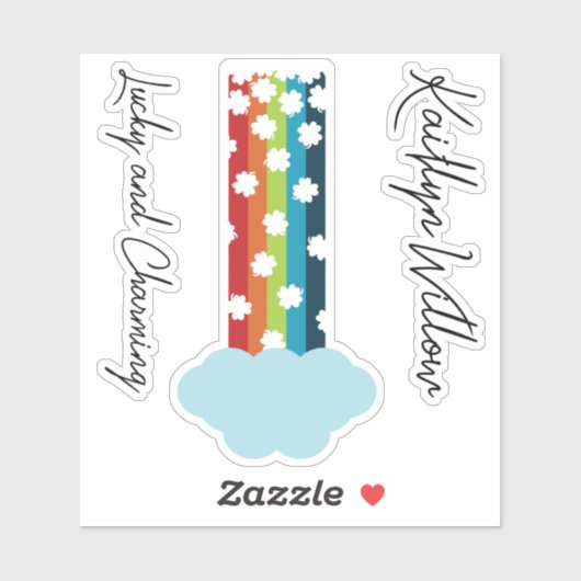 Lucky Rainbow met naam Sticker Blad (Vel)