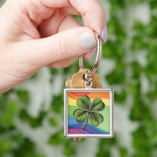 Lucky Rainbow Shamrock Sleutelhanger (Hand)