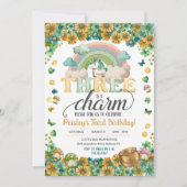 Lucky Rainbow Unicorn Drie is een charme verjaarda Kaart (Voorkant)