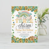 Lucky Rainbow Unicorn Drie is een charme verjaarda Kaart (Staand voorkant)