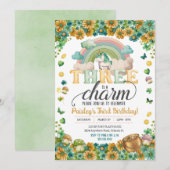 Lucky Rainbow Unicorn Drie is een charme verjaarda Kaart (Voorkant / Achterkant)