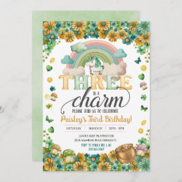 Lucky Rainbow Unicorn Drie is een charme verjaarda Kaart