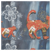 Lucky Red Cats Stof (Swatch)