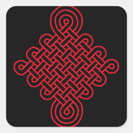 Lucky Red Chinese knoop Vierkante Sticker (Voorkant)