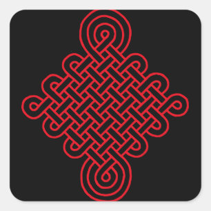 Lucky Red Chinese Knot Vierkante Sticker