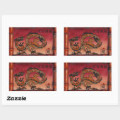 Lucky Red Dragon, Chinees Nieuwjaar Rechthoekige Sticker (Vel)