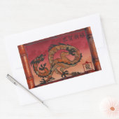 Lucky Red Dragon, Chinees Nieuwjaar Rechthoekige Sticker (Envelop)