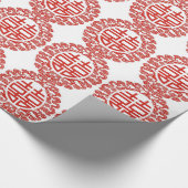 Lucky Red dubbel geluk bij chinese bruiloft Cadeaupapier (Hoek)