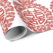 Lucky Red dubbel geluk bij chinese bruiloft Cadeaupapier (Rol Hoek)