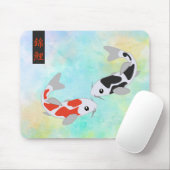 Lucky Red en Black Koi Fish Muismat (Met muis)