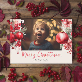 Lucky Red Poinsettia Foto Feestdagenkaart