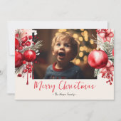 Lucky Red Poinsettia Foto Feestdagenkaart (Voorkant)