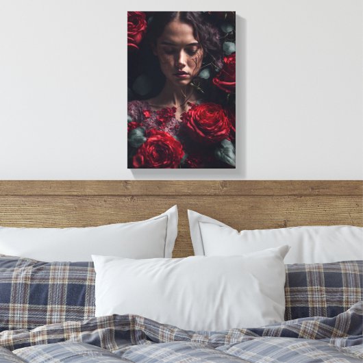 Lucky Red Rose Meisje Canvas Afdruk (Insitu (Slaapkamer))