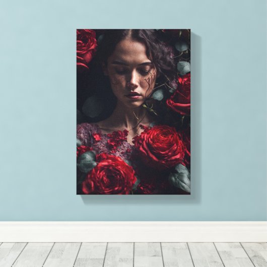 Lucky Red Rose Meisje Canvas Afdruk (Insitu (Houten vloer))
