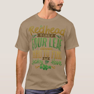 Lucky Redhead Vier Leaf Clover Funny Apparel T-shirt