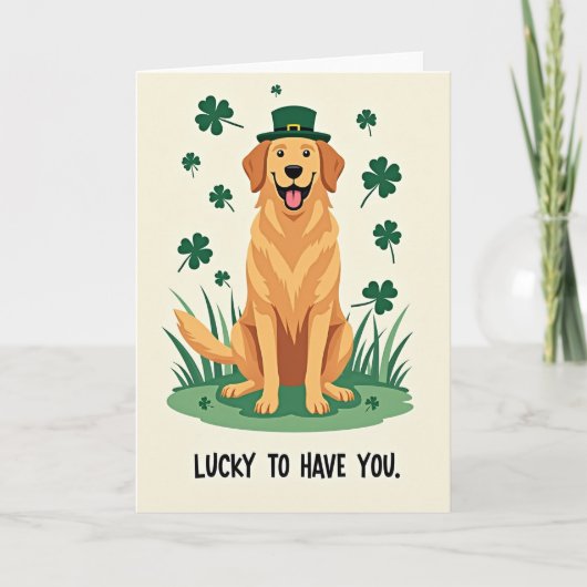 Lucky Retriever St. Patricks Kaart (Voorkant)