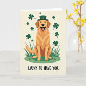 Lucky Retriever St. Patricks Kaart (Gele Bloem)