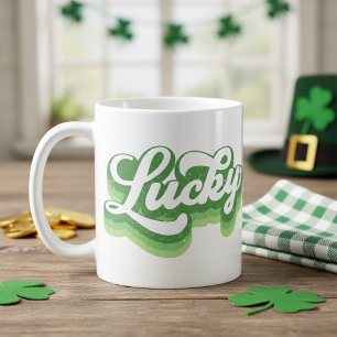 Lucky Retro Groen en Wit St Patrick's Day Koffiemok