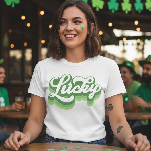 Lucky Retro Groen en Wit St Patrick's Day T-shirt