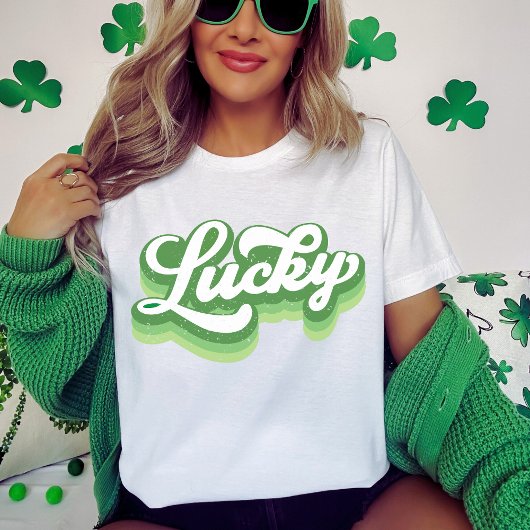 Lucky Retro Groen en Wit St Patrick's Day T-shirt