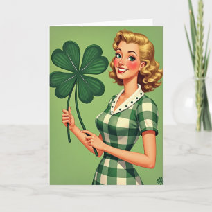 Lucky Retro Vrouw Smile Kaart