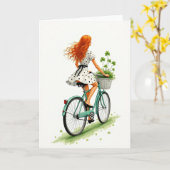 Lucky Ride-fiets Scènekaart Kaart (Gele Bloem)