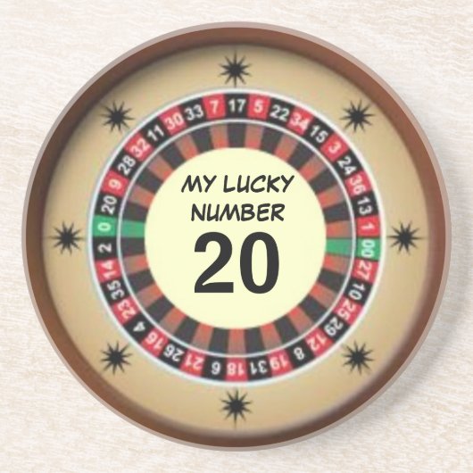 Lucky Roulette Wielnummer Zandsteen Onderzetter (Voorkant)