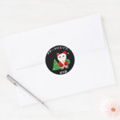 Lucky Santa Cat Ronde Sticker (Envelop)