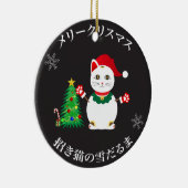 Lucky Santa Snow Cat Keramisch Ornament (Rechts)