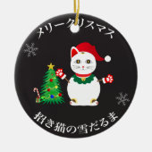 Lucky Santa Snow Cat Keramisch Ornament (Voorkant)