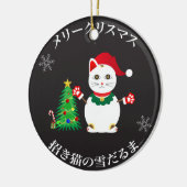 Lucky Santa Snow Cat Keramisch Ornament (Links)