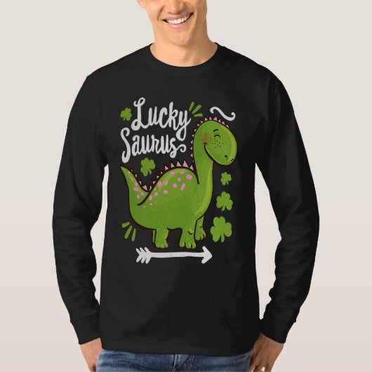 Lucky Saurus Dinosaur Dino St Patricks Day Toddler T-shirt (Voorkant)