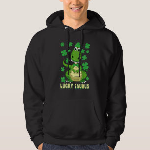 Lucky Saurus Dinosaur Irish Shamrock St Patrick's Hoodie