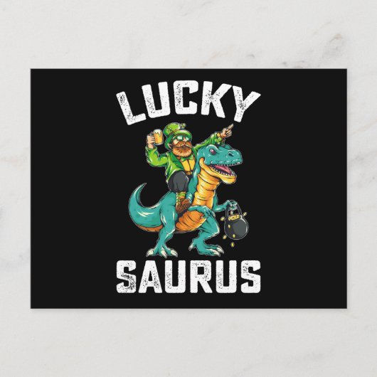 Lucky Saurus Dinosaurus T Rex St Patrick's Day Briefkaart (Voorkant)