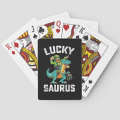 Lucky Saurus Dinosaurus T Rex St Patrick's Day Pokerkaarten (Achterkant)