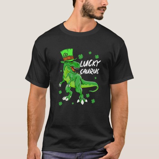 Lucky Saurus Funny Dinosaur Saints Patricks Day T-shirt (Voorkant)