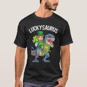 Lucky Saurus Leprechaun en Dinosaur Saints Patric T-shirt (Voorkant)