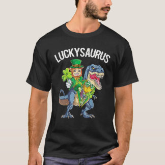 Lucky Saurus Leprechaun en Dinosaur Saints Patric T-shirt
