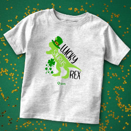 Lucky Saurus Rex Dinosaur St. Patrick's Day Kinder Shirts