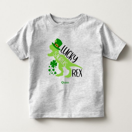 Lucky Saurus Rex Dinosaur St. Patrick's Day Kinder Shirts (Voorkant)