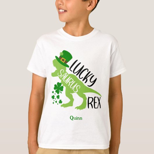 Lucky Saurus Rex Dinosaur St. Patrick's Day T-shirt (Voorkant)
