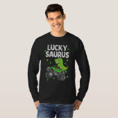 Lucky Saurus Rex Monster Truck St Patricks Day Boy T-shirt (Voorkant volledig)