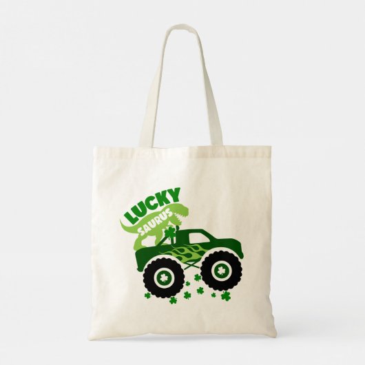 Lucky Saurus Rex Saint Patrick Dinosaurus shamrock Tote Bag (Achterkant)