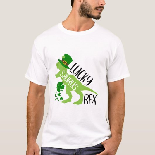 Lucky Saurus Rex - St. Patrick's Day-dinosaurus T-shirt (Voorkant)