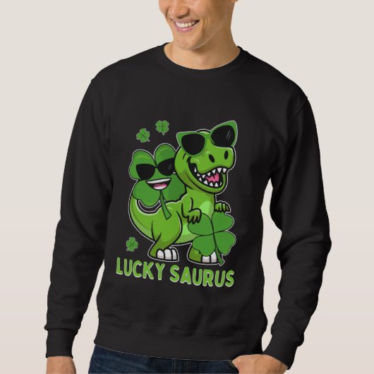 Lucky Saurus Rex Tyrannosaurus ST PATRICK S DAY Ir Trui (Voorkant)