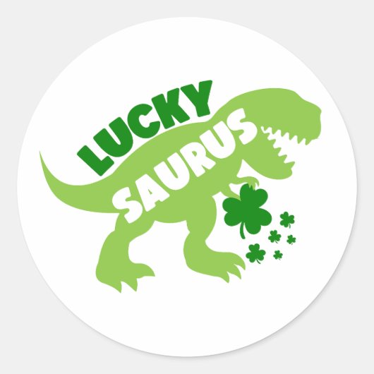 Lucky Saurus ☘️🦖 Ronde Sticker (Voorkant)