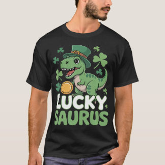 Lucky Saurus T-Rex Dinosaur St Patrick's Day Shamr T-shirt