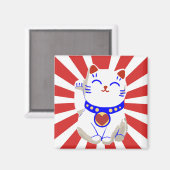 Lucky schattige neko kat op rijzende zon magneet (Voorkant / Achterkant)