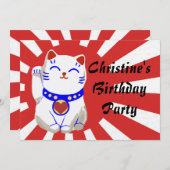 Lucky schattige neko-kat op stijgende zon kaart (Voorkant / Achterkant)